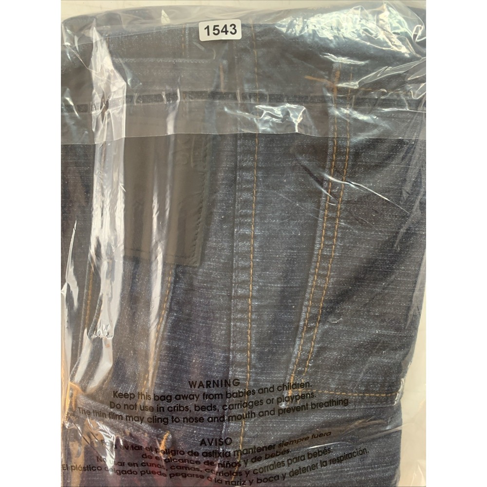 Micros Clothing Y2k Baggy Jeans Bootcut Dark Blue Denim Stud Pockets 36x32 90's - Picture 16 of 16